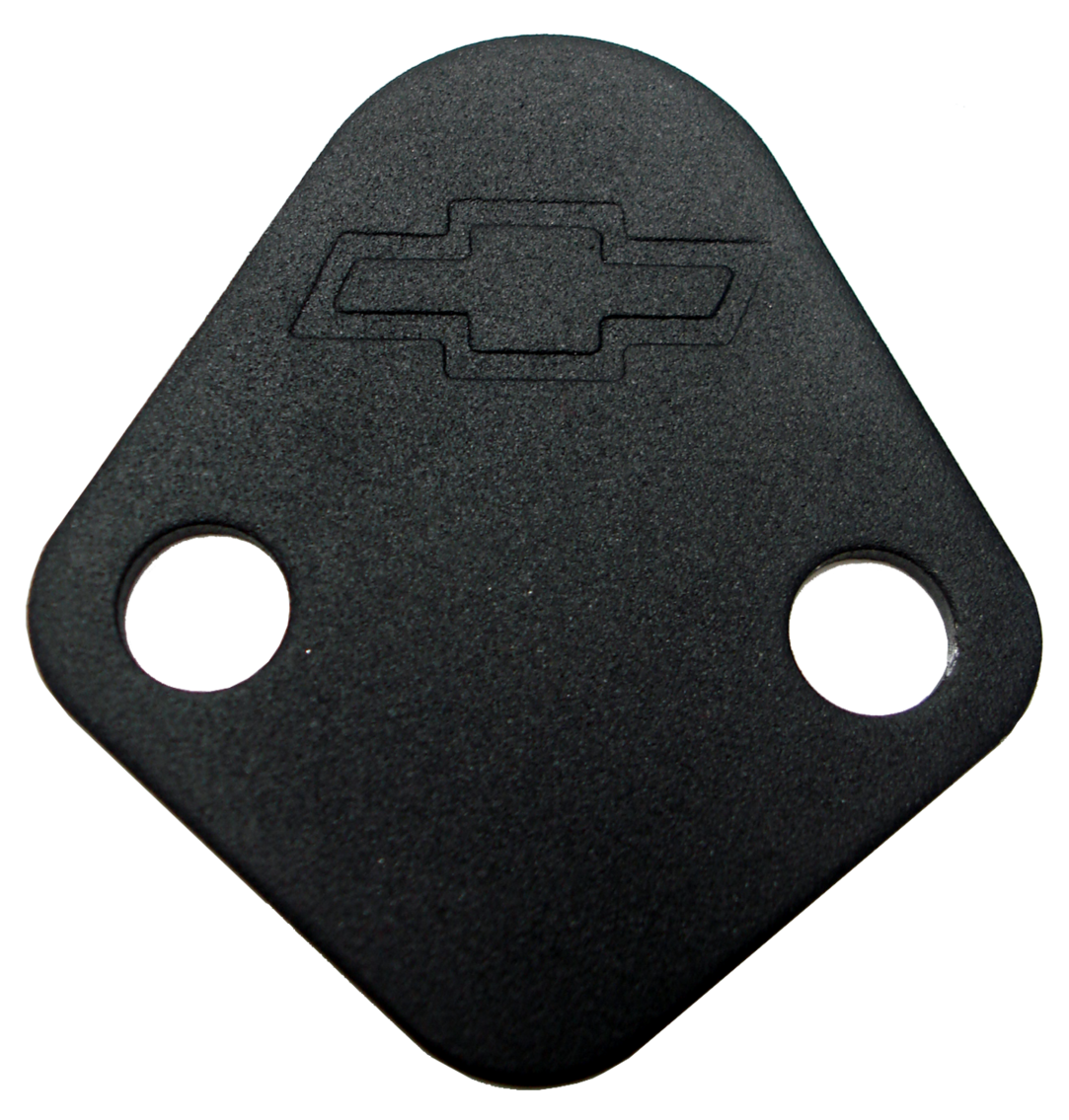 Fuel Pump Block-Off Plate Blk Crinkle with Bowtie Fits BB Chevy V8 Engines Chevrolet Performance Parts Fuel Pump Block-Off Plate ProForm