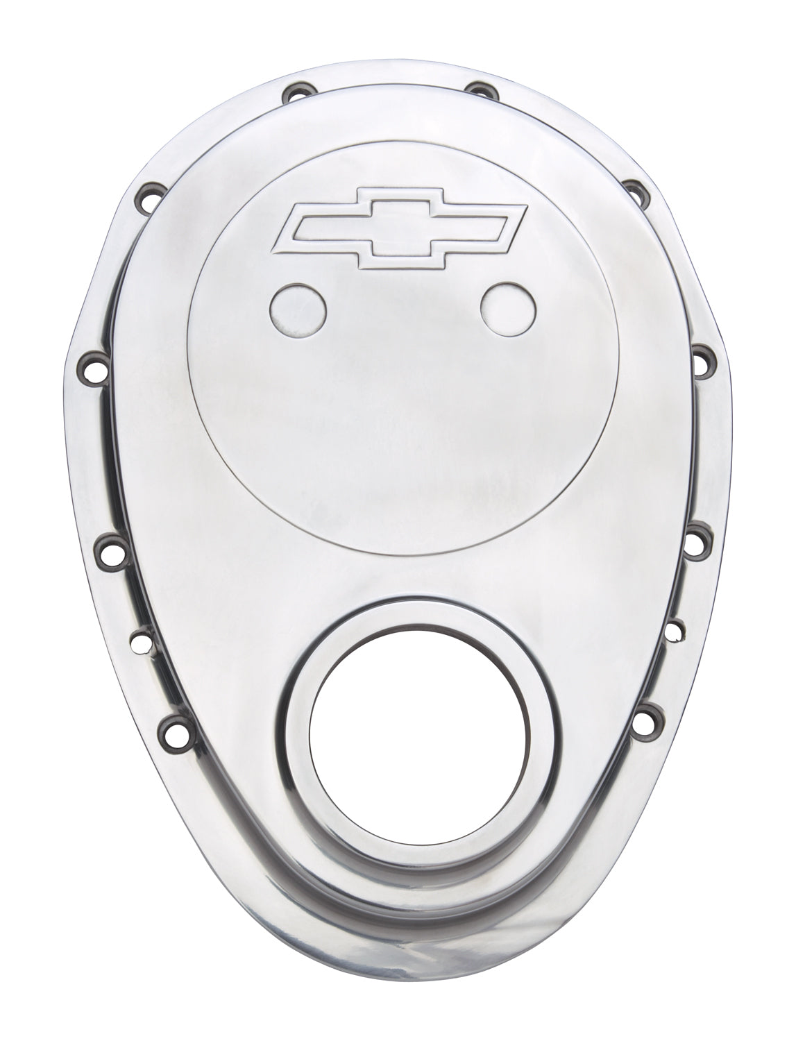 Timing Chain Cover Polished Aluminum With Bowtie Logo Fits SB Chevy 69-91 Chevrolet Performance Parts Engine Timing Cover ProForm