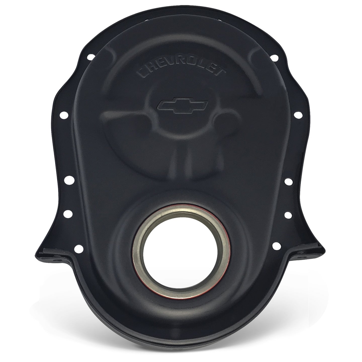 Engine Timing Chain Cover Black Crinkle Finish Steel Chevy/Bowtie Logo Chevy Big Block 396 to 454 V8 Engines 65 to 90 Proform Engine Timing Cover ProForm