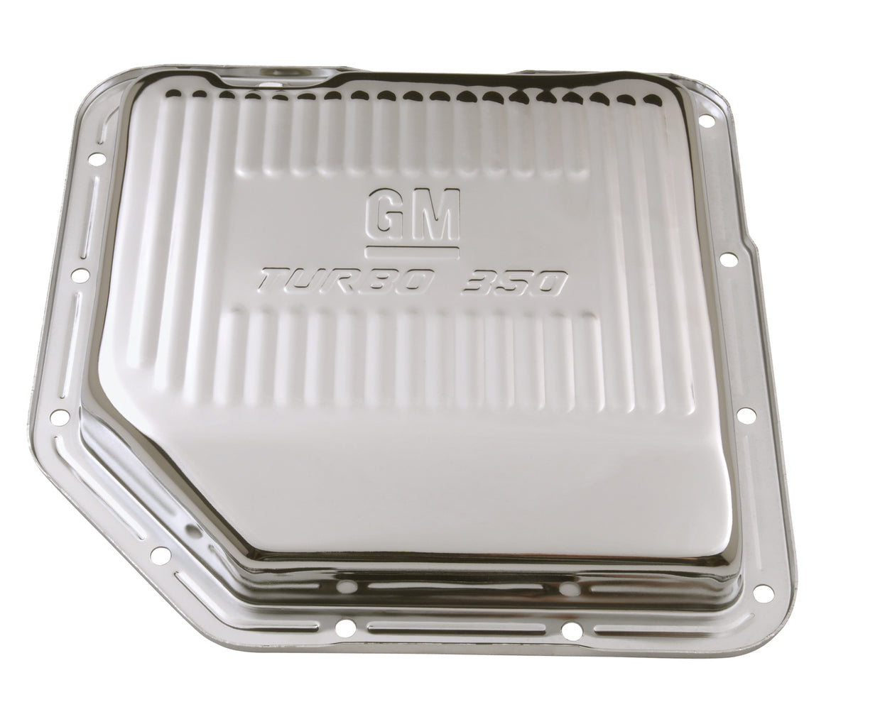 Transmission Oil Pan GM Logo Chrome GM Turbo 350 Trans Drain Plug Included Chevrolet Performance Parts Automatic Transmission Oil Pan ProForm