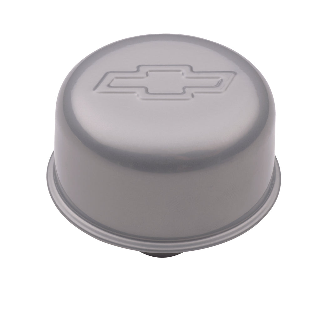Engine Valve Cover Breather 3 Inch Diameter Bowtie Logo Push-In Style Chrome Chevrolet Performance Parts Engine Crankcase Breather Cap ProForm