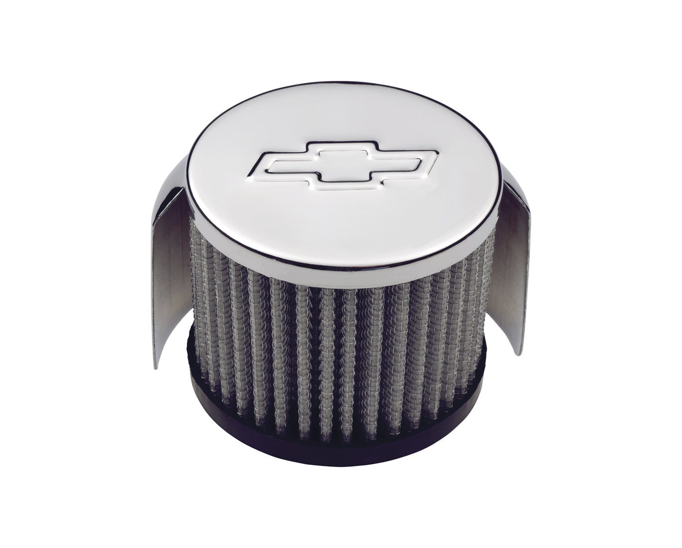 Engine Valve Cover Breather 3 Inch Diameter Chevy Logo Push-In Style w/Hood Chrome Chevrolet Performance Parts Engine Crankcase Breather Cap ProForm