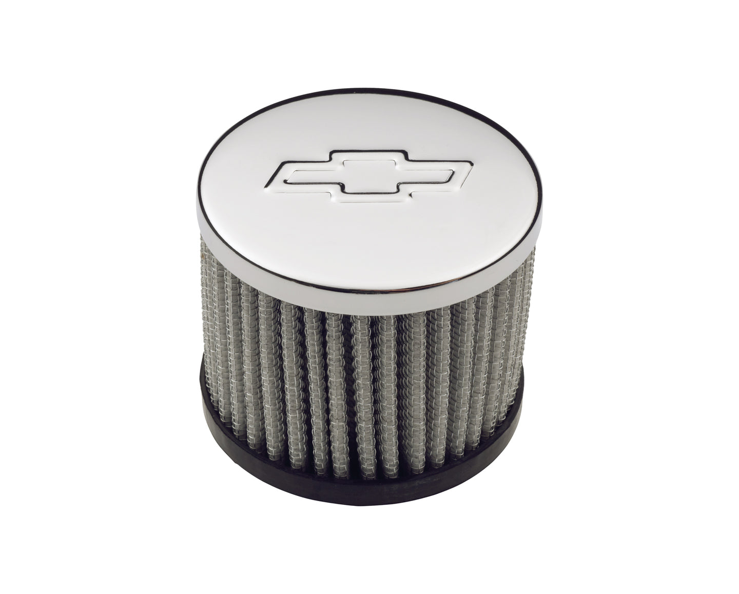 Engine Valve Cover Breather 3 Inch Diameter Chevy Logo Push-In Style w/o HoodChrome Chevrolet Performance Parts Engine Crankcase Breather Cap ProForm