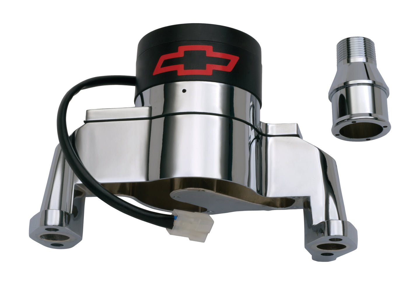 Electric Engine Water Pump Aluminum Chrome with Bowtie Logo Fits SB Chevy Chevrolet Performance Parts Engine Water Pump ProForm