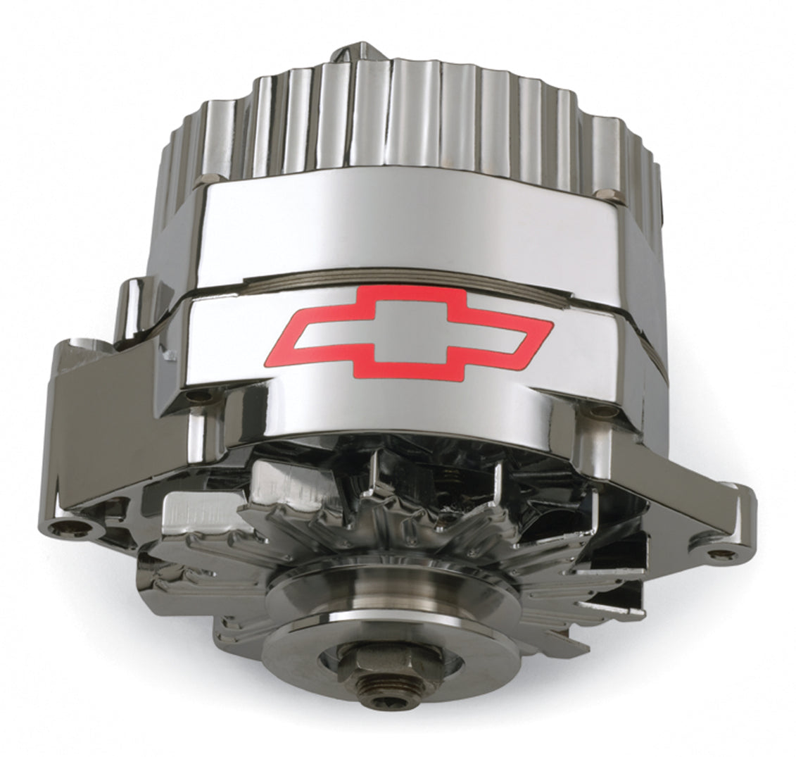 Alternator GM 73-86 with Internal Regulator GM Bowtie Logo Chrome Chevrolet Performance Parts Alternators ProForm