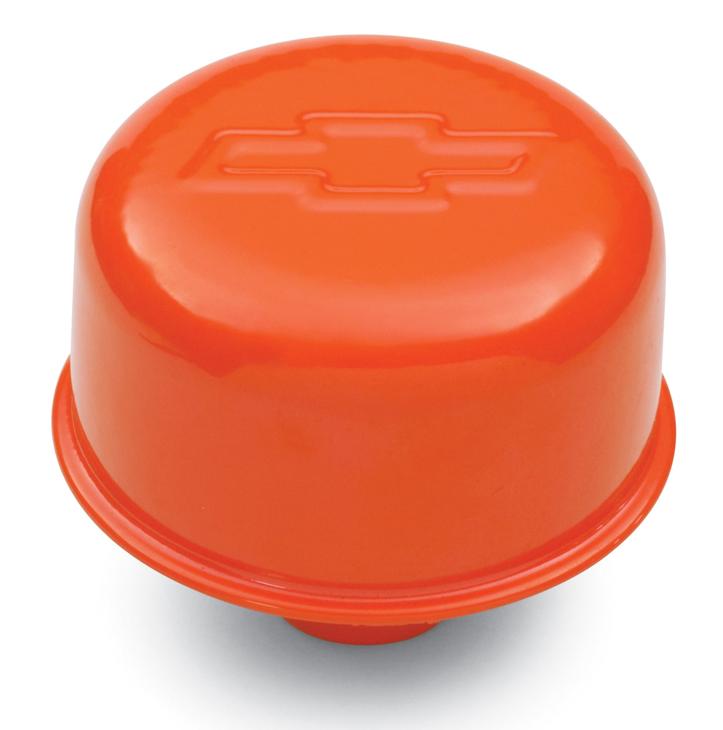 Engine Valve Cover Breather 3 Inch Diameter Bowtie Logo Push-In Style Orange Chevrolet Performance Parts Engine Crankcase Breather Cap ProForm