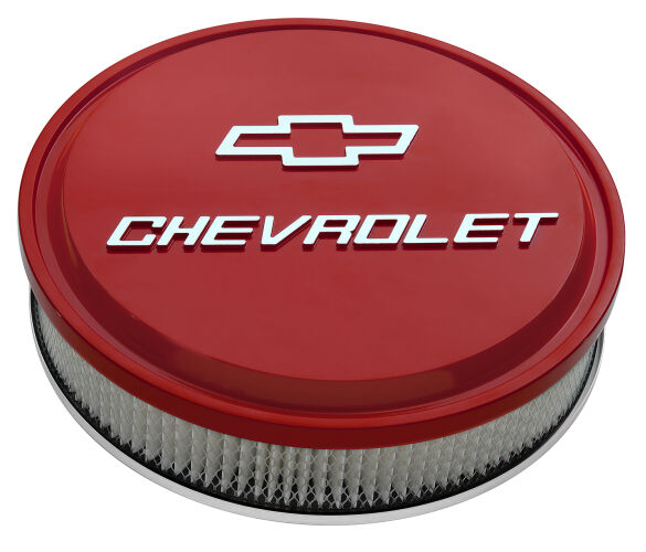 Air Cleaner Kit 14 Inch Diameter Aluminum Red Raised Chevrolet and Bowtie Emblems Proform Air Cleaner Adapter Kit ProForm