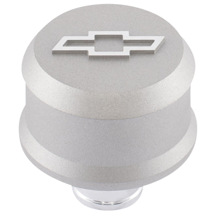 Slant-Edge Aluminum Push-In Air Breather Cap Cast Gray Crinkle Finish Raised Machined Bowtie Emblem Proform Engine Crankcase Breather Cap ProForm