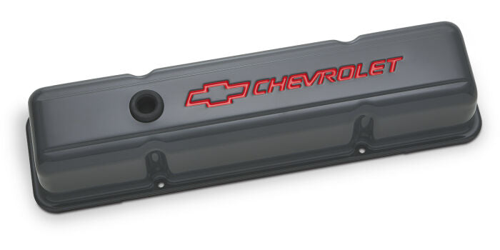 Engine Valve Covers Stamped Steel Tall Shark Gray Bowtie Logo Fits SB Chevrolet Proform Engine Valve Cover ProForm