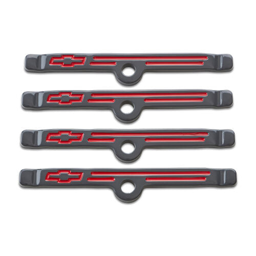 Engine Valve Cover Holdown Clamps Shark Gray w/Bowtie Emblem SBC Gen 1 Set of 4 Proform Engine Valve Cover Hold Down Tab ProForm