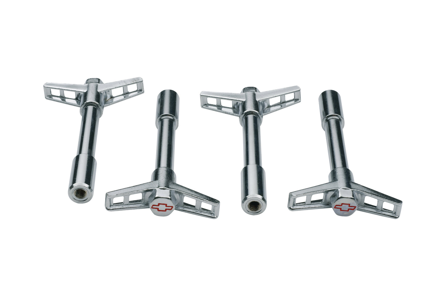 Engine Valve Cover Wing Nuts Steel Chrome Red Bowtie Logo 1/4-20 Thread 4pc Red Bowtie Chevrolet Performance Parts Engine Valve Cover Nut ProForm