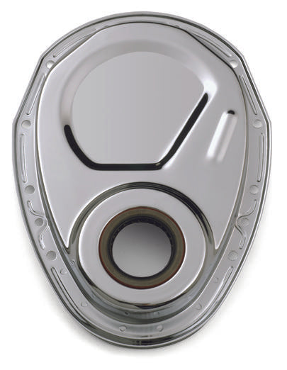 Timing Chain Cover Chrome Steel Without Emblems SB Chevy 69-91 Chevrolet Performance Parts Engine Timing Cover ProForm