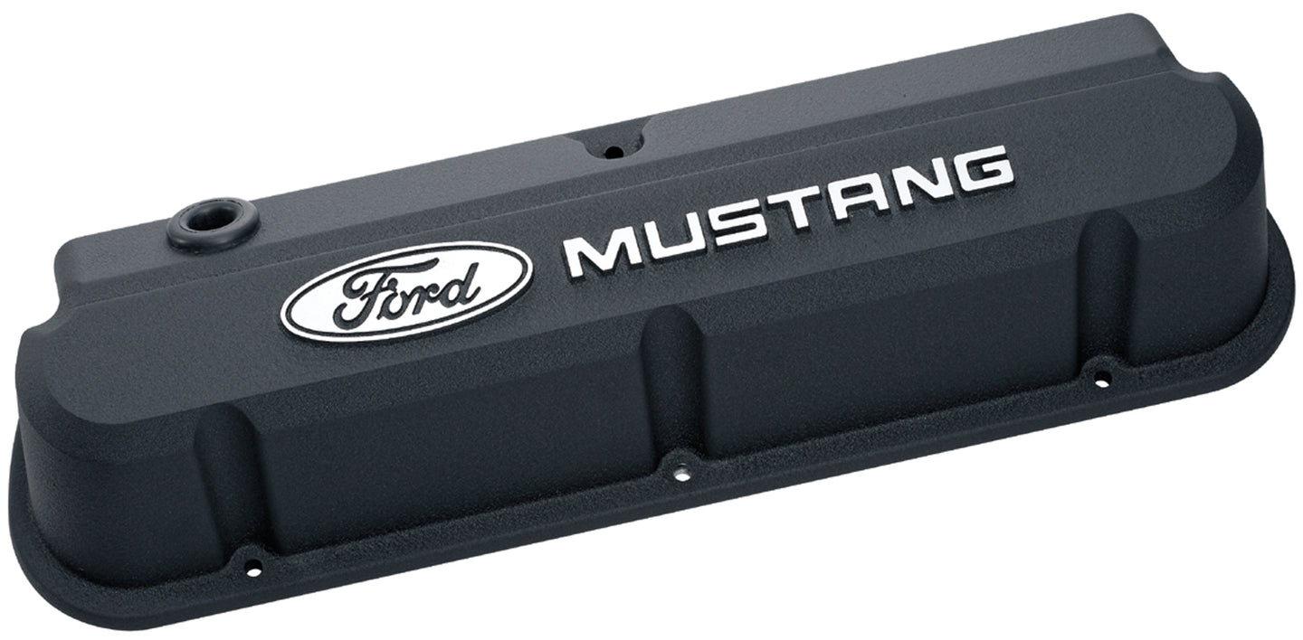 Valve Covers Slant Edge Tall Die Cast Black with Raised Mustang Logo SB Ford Raised Ford Mustang Logo Ford Racing Engine Valve Cover ProForm
