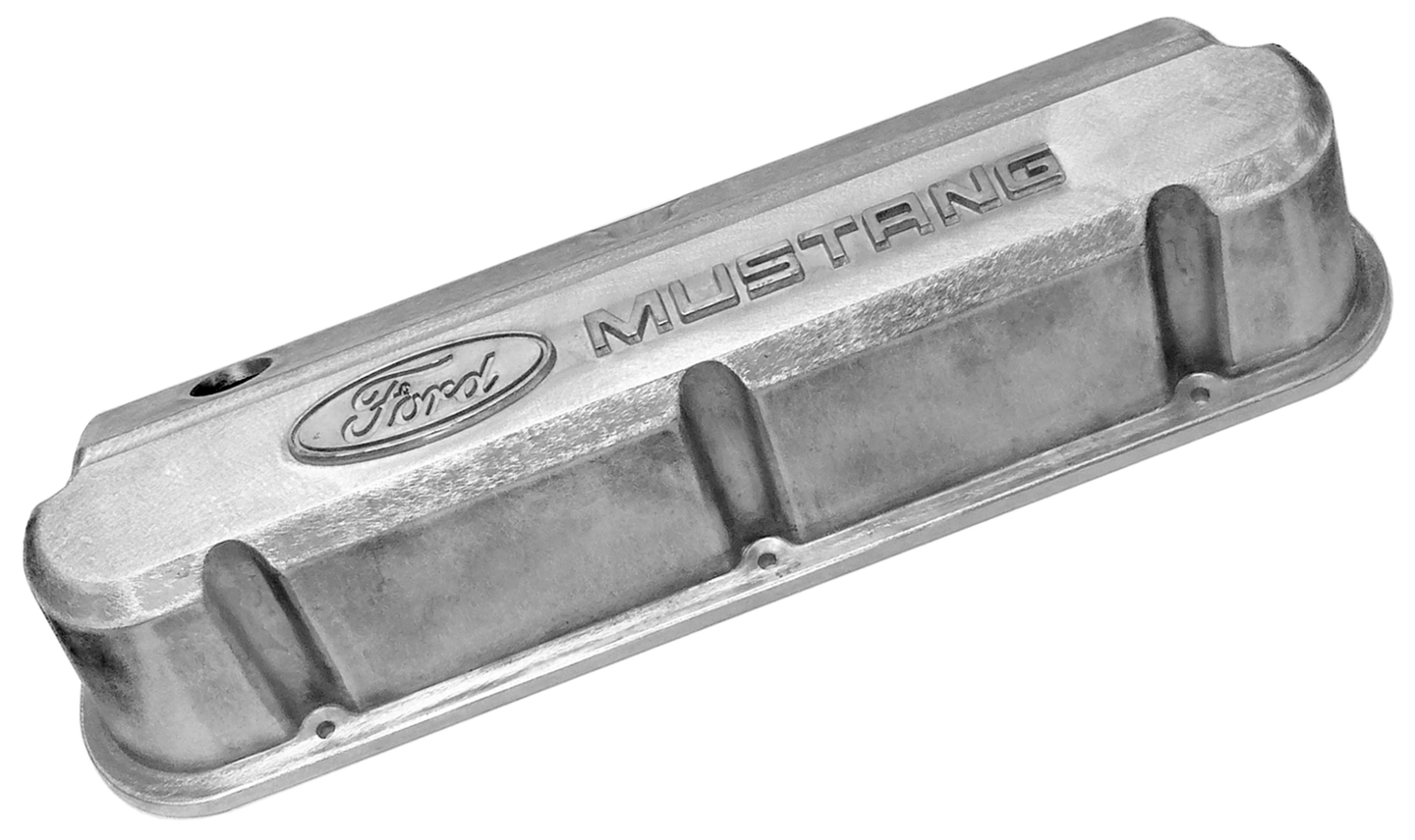 Valve Covers Slant Edge Tall Alum. Unfinished with Raised Ford Logo SB Ford Raised Ford Mustang Logo Ford Racing Engine Valve Cover ProForm