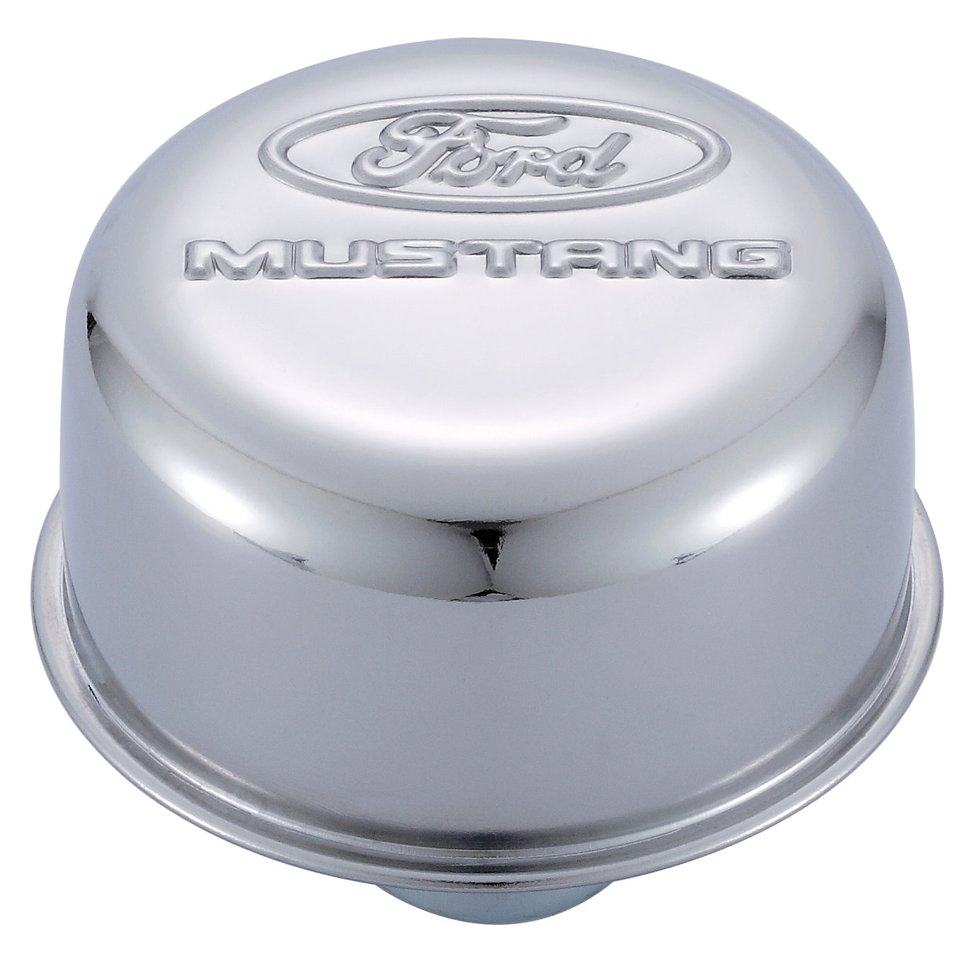 Engine Valve Cover Breather 3 Inch Diameter Ford Mustang Logo Push-In Style Chrome Ford Racing Engine Crankcase Breather Cap ProForm