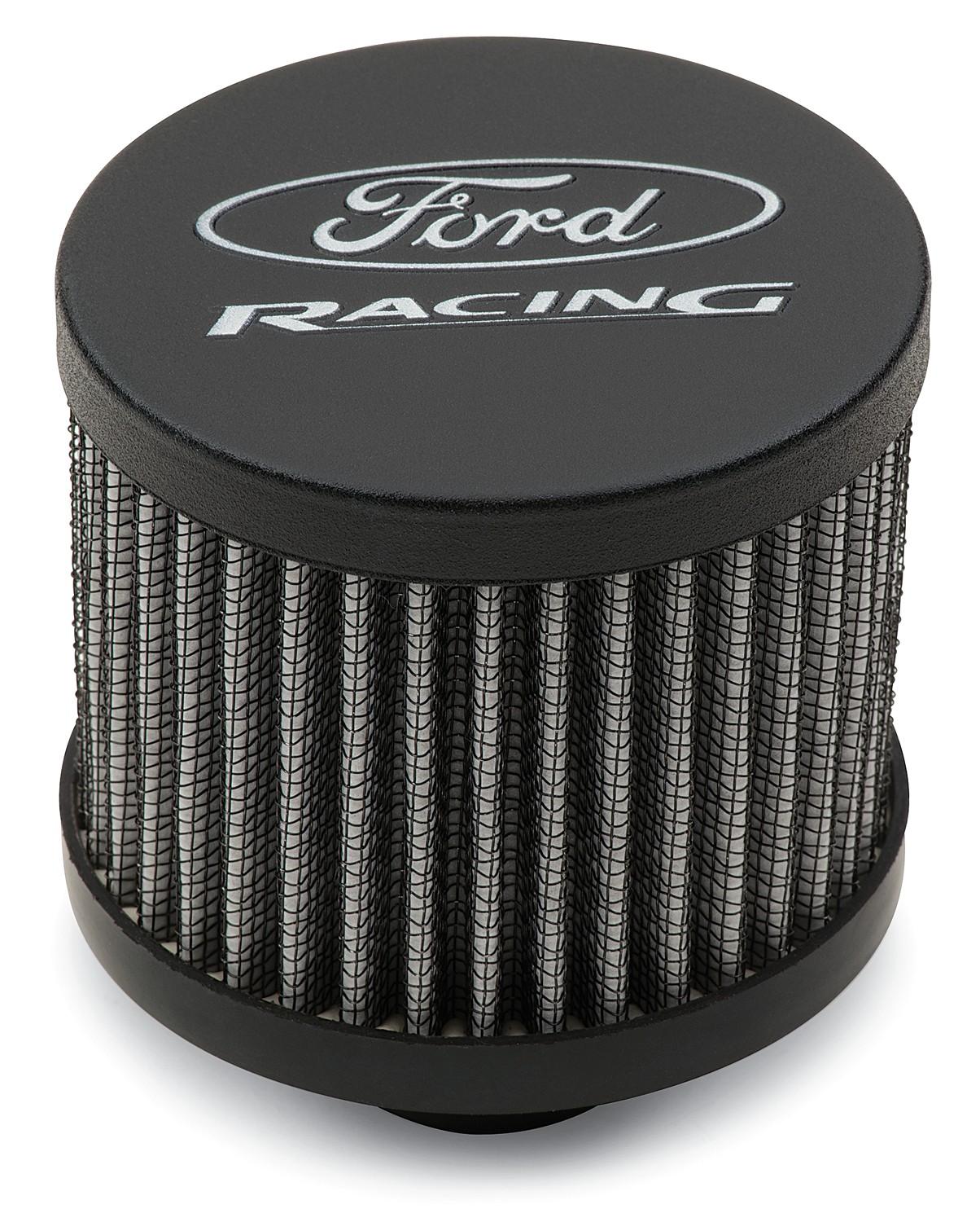 Engine Valve Cover Breather 3 Inch Dia Ford Logo Push-In w/o Hood Black Crinkle Ford Racing Engine Crankcase Breather Cap ProForm