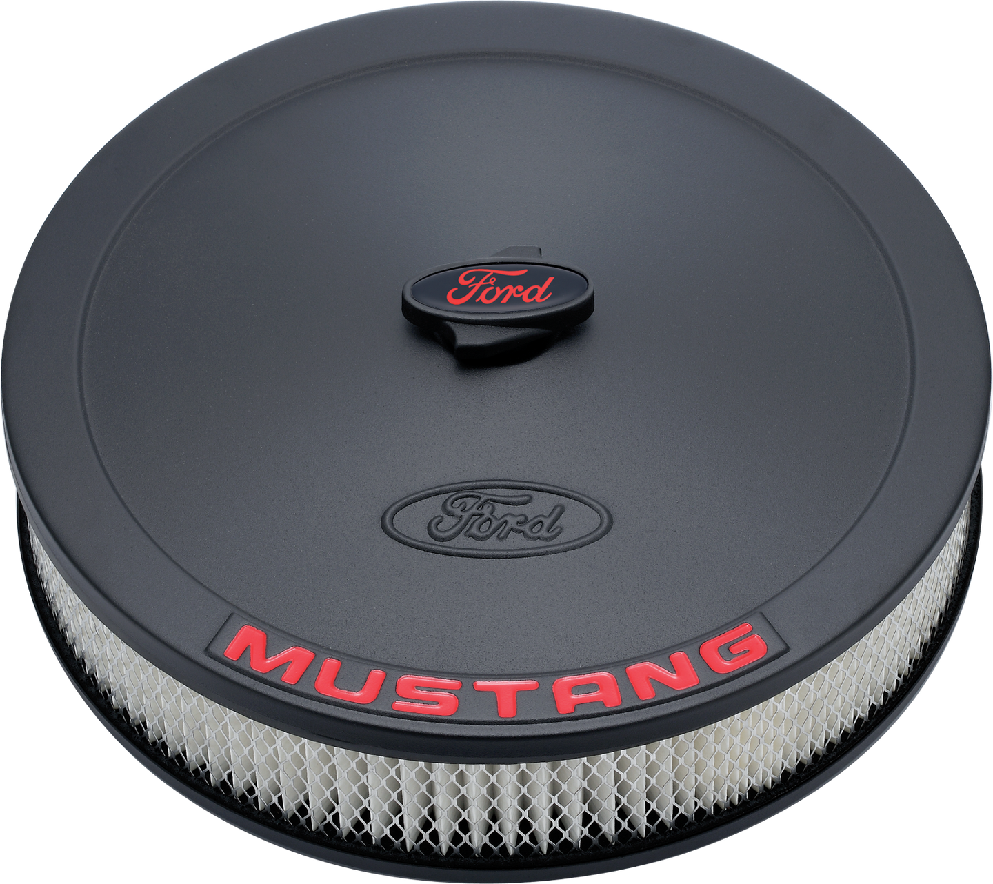 Air Cleaner Kit Black Embossed Mustang Logo 13 Inch Diameter W/Center Nut Ford Racing Air Cleaner Assembly ProForm