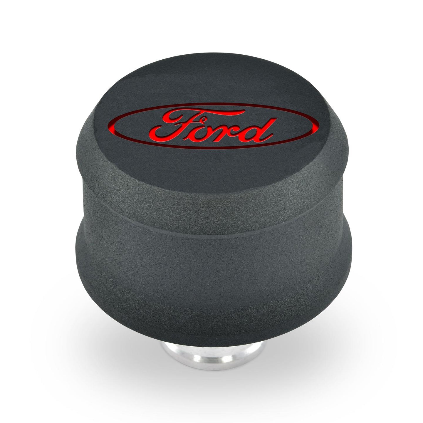 Slant-Edge Aluminum Push-In Air Breather Cap Black Crinkle Finish Recessed Red Oval Ford Emblem Proform Engine Crankcase Breather Cap ProForm