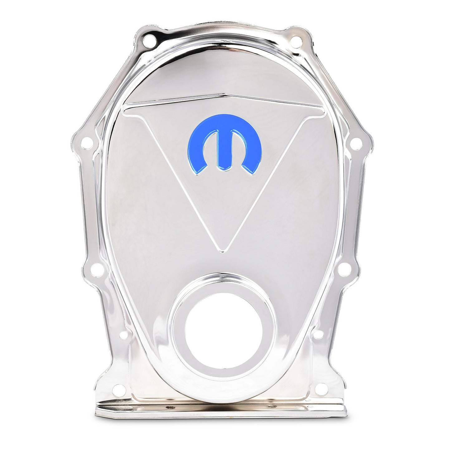 MOPAR Omega M Emblem Timing Chain Cover Chrome Finish Proform Engine Timing Cover ProForm