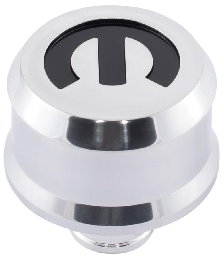 Slant-Edge Aluminum Push-In Air Breather Cap Polished Finish Recessed Mopar Emblem Proform Engine Crankcase Breather Cap ProForm