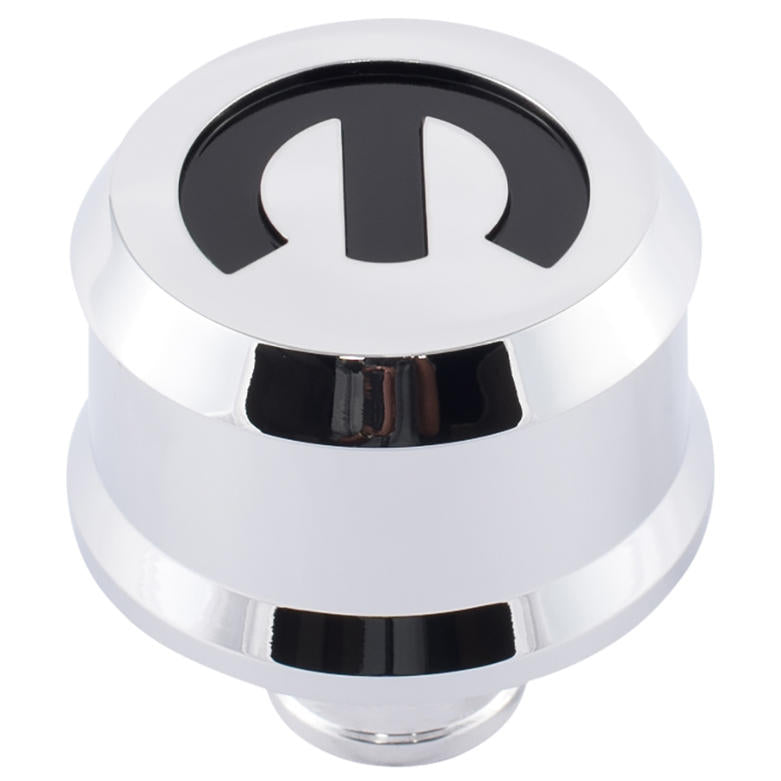 Slant-Edge Aluminum Push-In Air Breather Cap Chrome Finish Recessed Mopar Emblem Proform Engine Crankcase Breather Cap ProForm