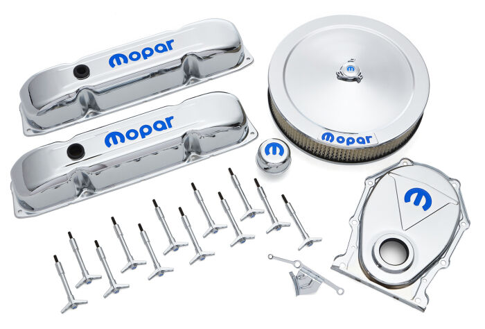 Engine Dress-Up Kit Chrome w/Blue MOPAR Logo Big Block (B/RB) Engines Proform Engine Dress Up Kit ProForm