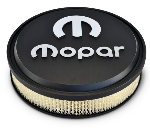 Air Cleaner Kit 14 Inch Diameter Aluminum Black Crinkle Raised and Machined MOPAR Emblem Proform Air Cleaner Adapter Kit ProForm