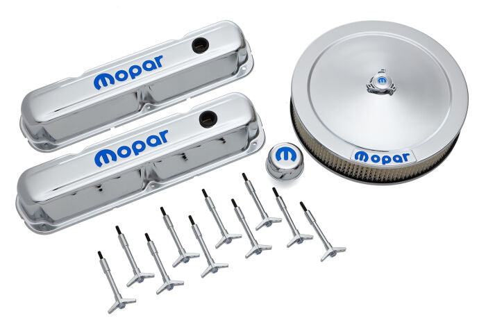 Engine Dress-Up Kit Chrome w/Blue MOPAR Logo Fits LA/Small Block Engines Proform Engine Dress Up Kit ProForm