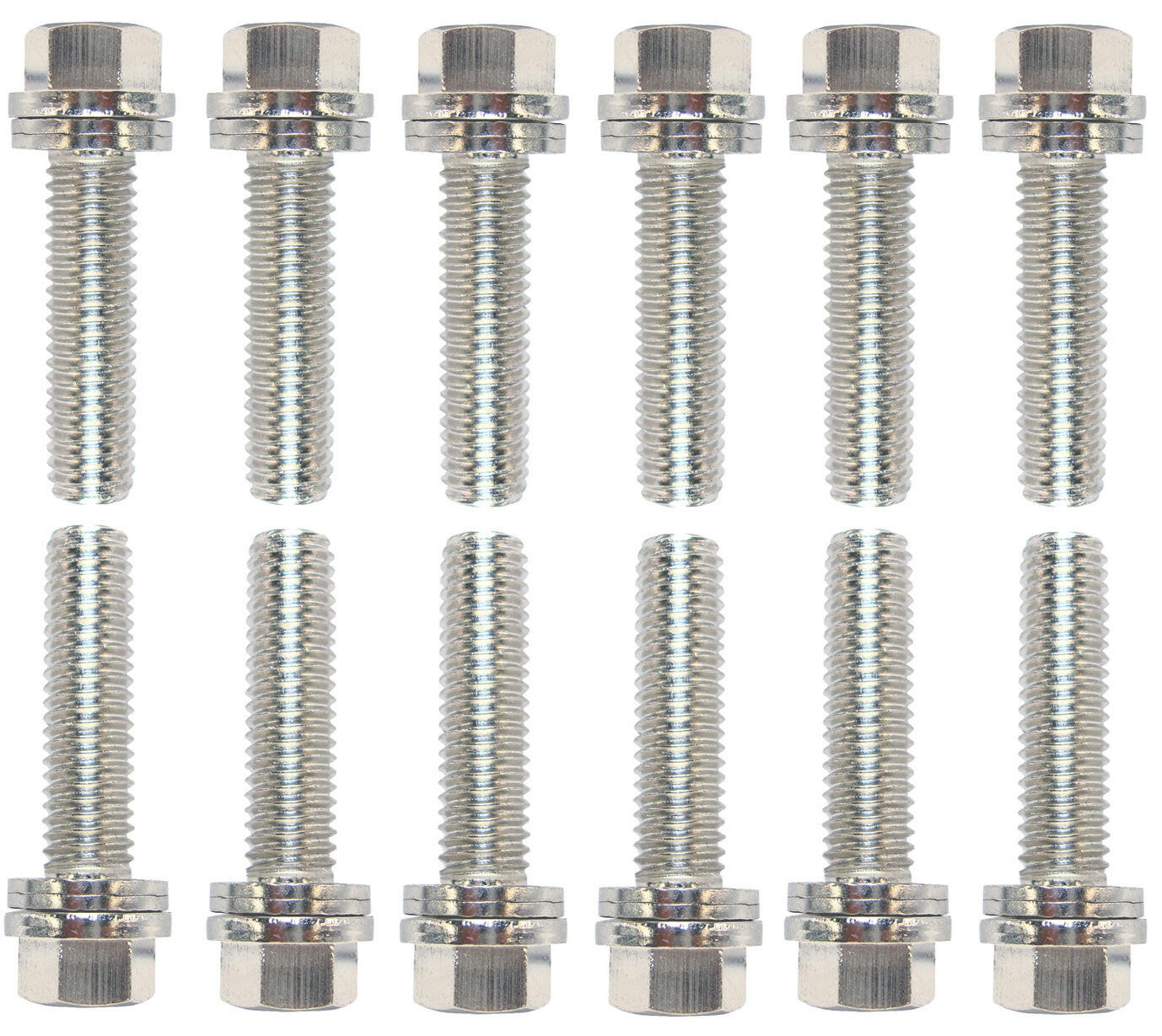 Wedge-Locking Header Bolts Hex Head M8 X .984 Inch Chevy LS Nickel Plt 12 Pcs Proform Exhaust Header Bolt ProForm