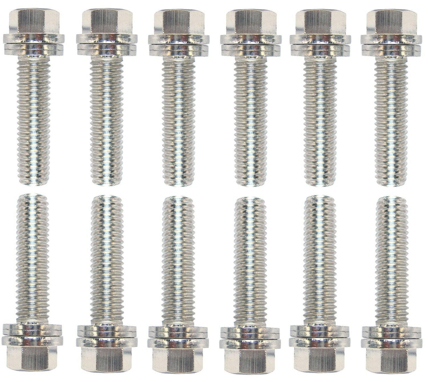 Wedge-Locking Header Bolts Hex Head M8 X 1.18 1 Inch Chevy LS Nickel Plt 12 Pcs Proform Exhaust Header Bolt ProForm