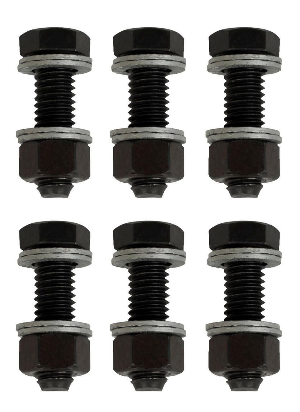 Wedge-Locking Collector Bolts And Nuts 3/8 Diameter X 1.25 Inch Black Finish 6 Pcs Proform Exhaust Bolt ProForm