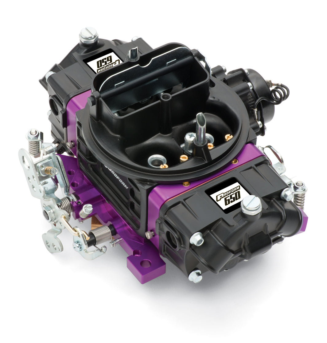 Black Street Series Carburetor 650 CFM Mechanical Secondary Black/ Purple Proform Carburetors ProForm