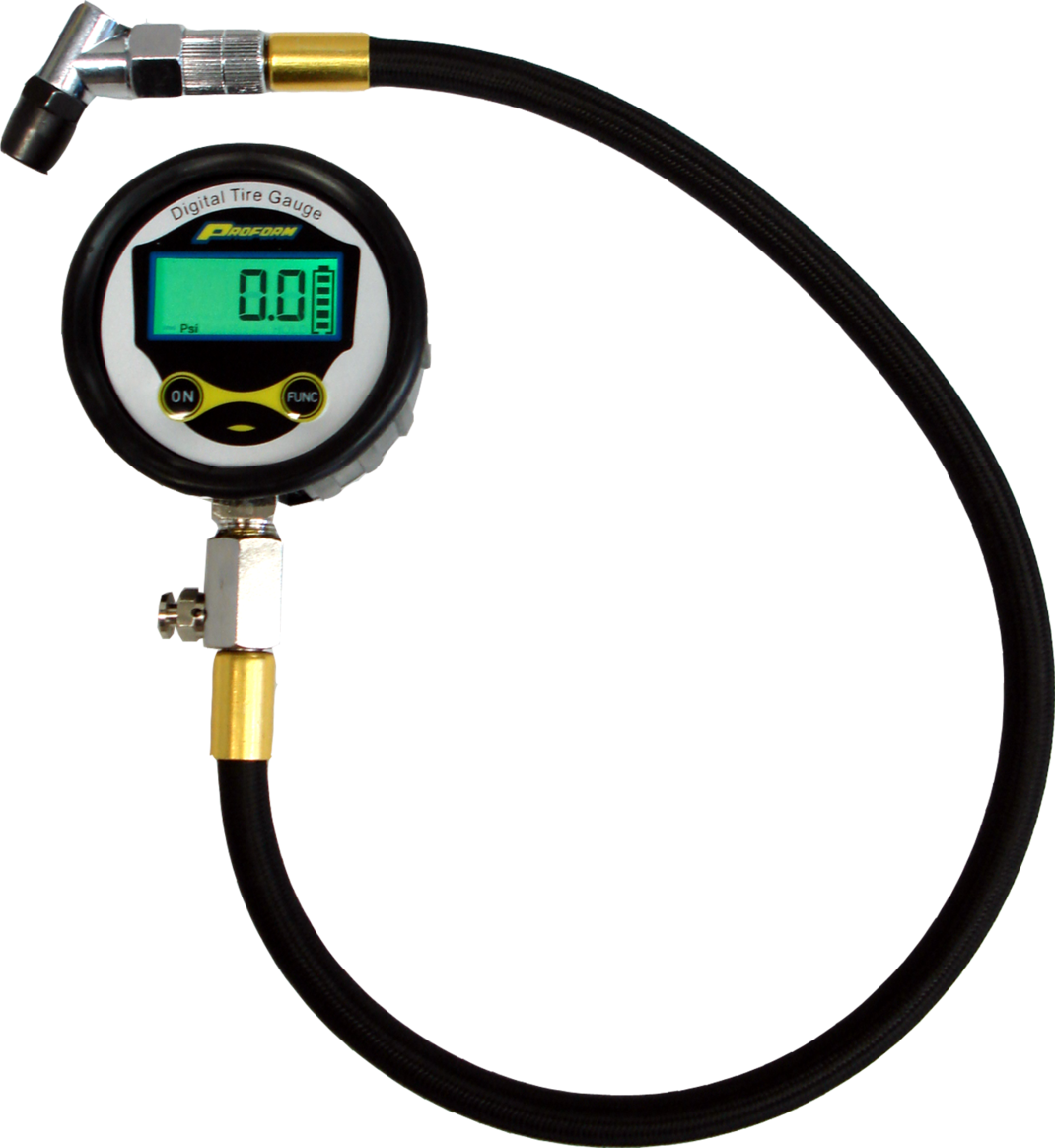 Digital Tire Pressure Gauge 0-60 PSI Range 0.1 PSI Increments Backlit Screen Single Bleed Button 360 Degree Swivel Air Chuck Fitting Proform Tire Pressure Gauge ProForm