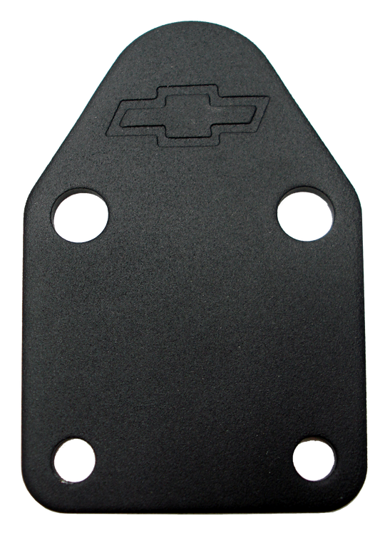 Fuel Pump Block-Off Plate Black Crinkle with Bowtie Fits SB Chevy V8 Engines Chevrolet Performance Parts Fuel Pump Block-Off Plate ProForm   