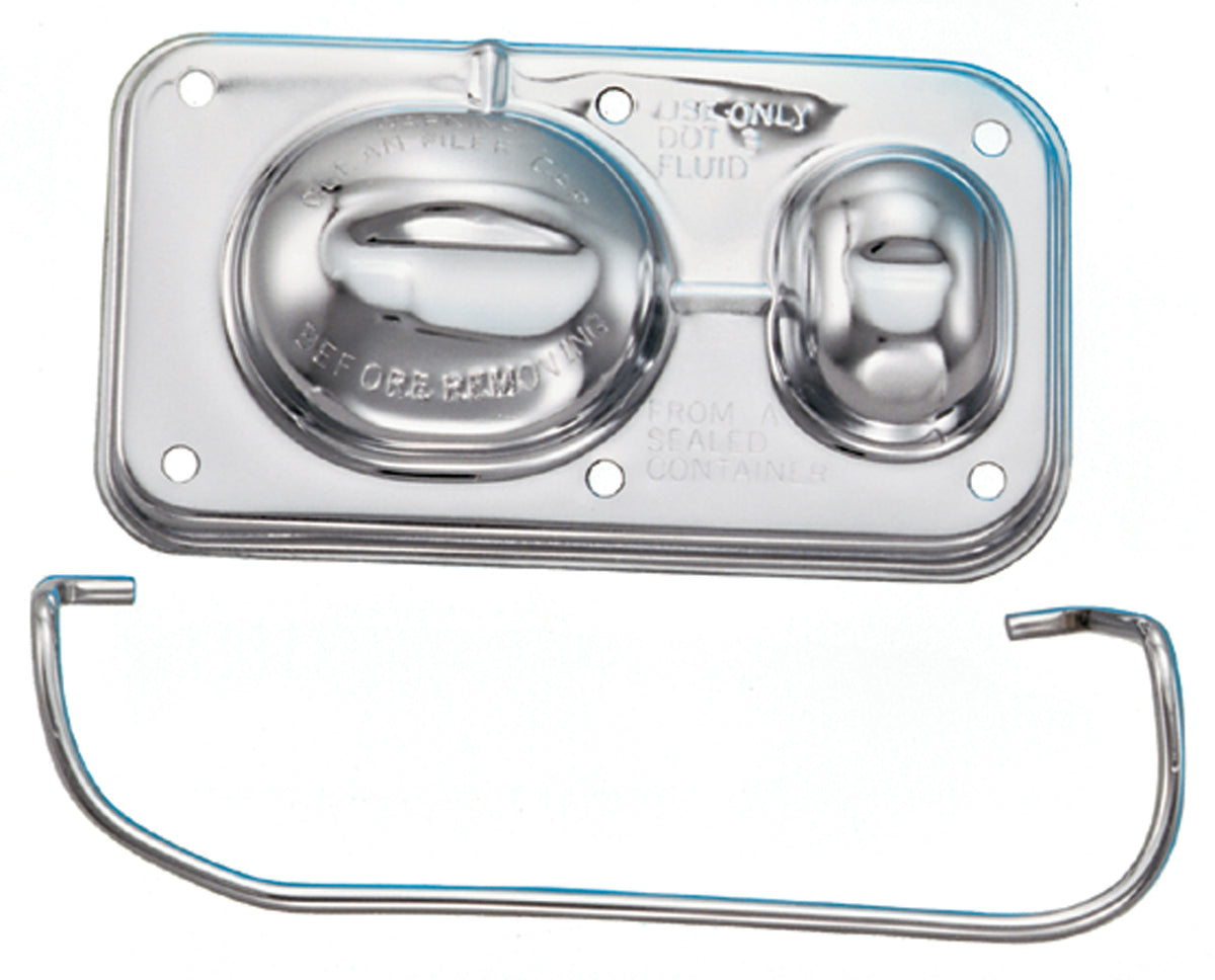 Master Cylinder Cover Single Bail Style For Power Disc Brakes 3-3/8 X 5 Inch Chevrolet Performance Parts Brake Master Cylinder Cap ProForm   
