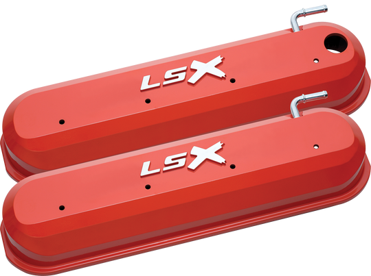 Raised LSX Emblem Aluminum Valve Covers, Chevy Orange, LS Engines Raised & Milled LSX Logo Chevrolet Performance Parts Engine Valve Cover ProForm   