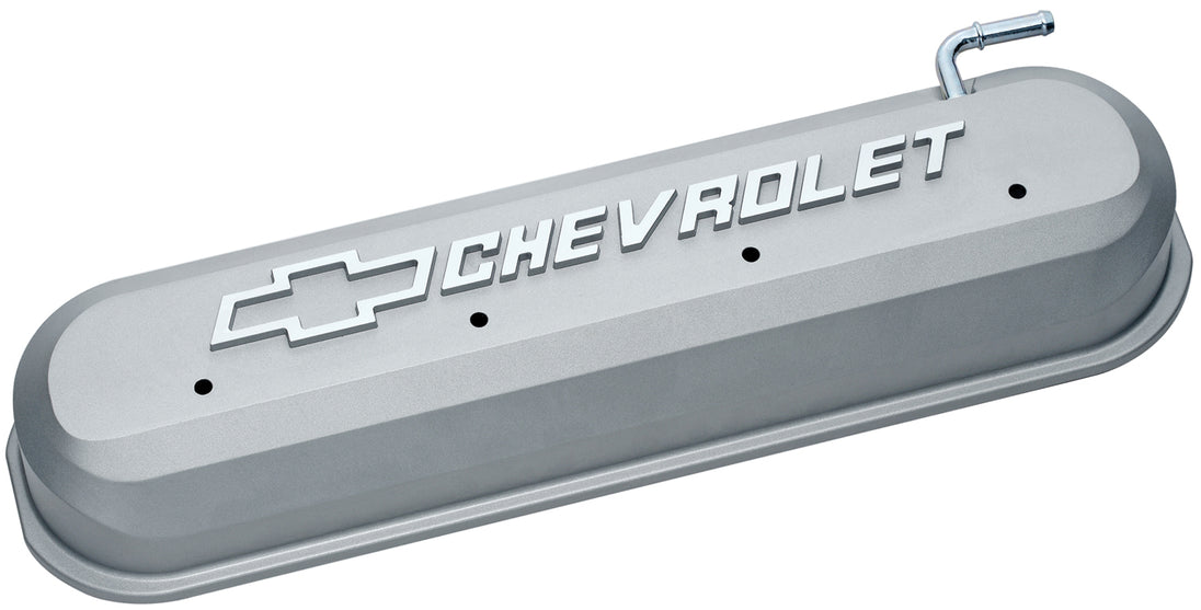 Engine Valve Covers Tall Style Die Cast Gray with Bowtie Logo LS Engines Raised & Milled Chevrolet & Bowtie Logos Chevrolet Performance Parts Engine Valve Cover ProForm   