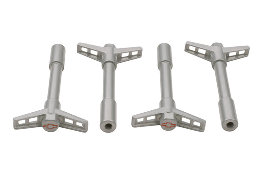 Engine Valve Cover Wing Nuts Steel Gray Bowtie Logo 1/4-20 Thread 4 Pack Red Bowtie Chevrolet Performance Parts Engine Valve Cover Nut ProForm