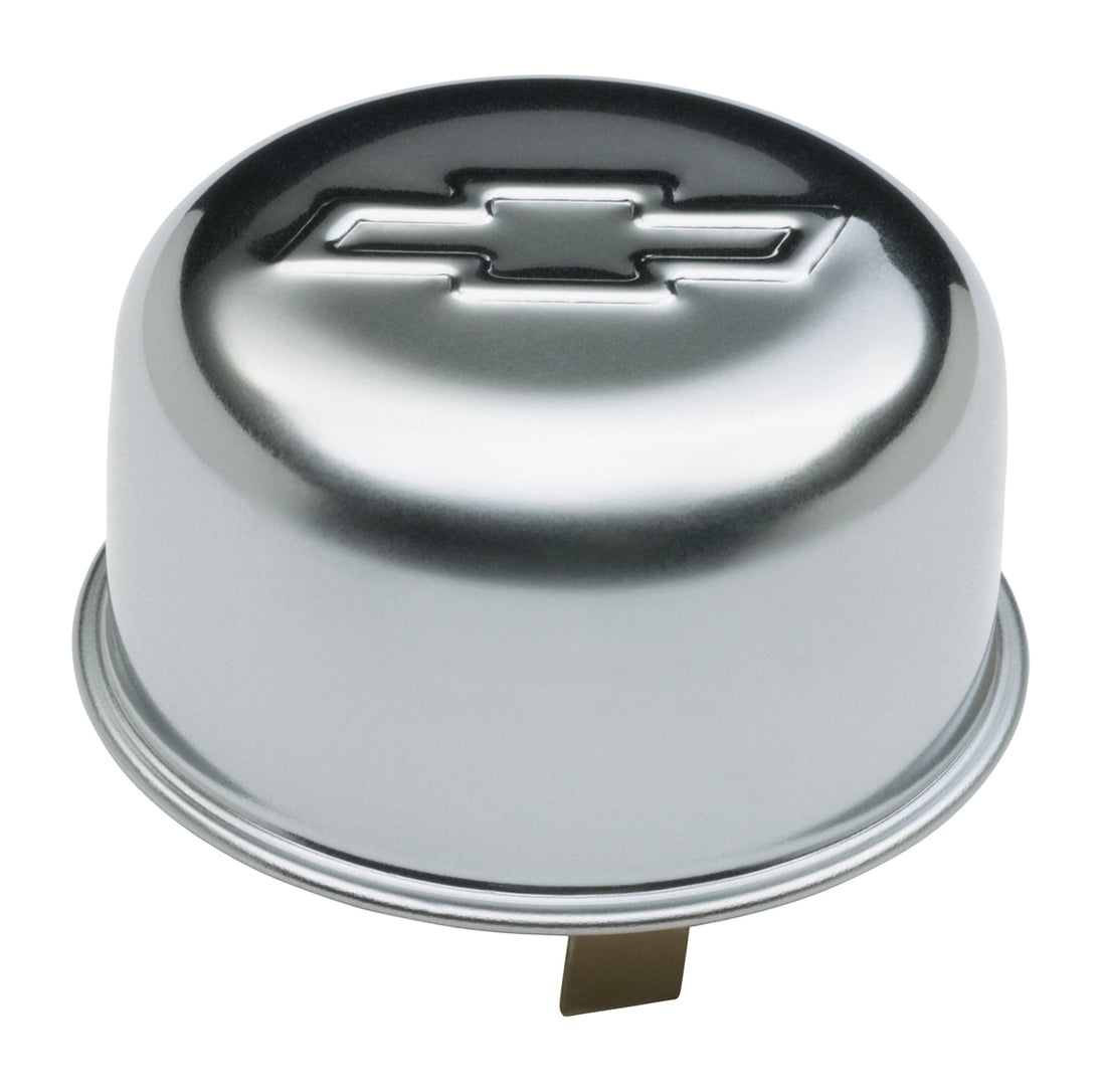 Engine Oil Breather Cap Push-On Style 1.82 Hole Embossed Bowtie Logo Chrome Chevrolet Performance Parts Engine Crankcase Breather Cap ProForm   