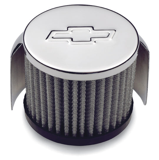 Engine Valve Cover Breather Cap Clamp-On Style Bowtie Logo 3 Inch Diameter Chevrolet Performance Parts Engine Crankcase Breather Cap ProForm