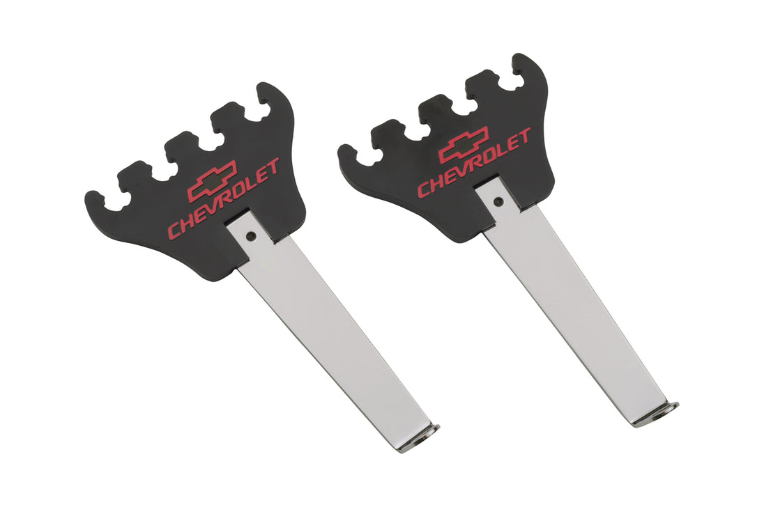 Spark Plug Wire Loom Set Universal Chrome Black Plastic Bowtie Logo 1-Pair Chevrolet Performance Parts Spark Plug Wire Holder ProForm   