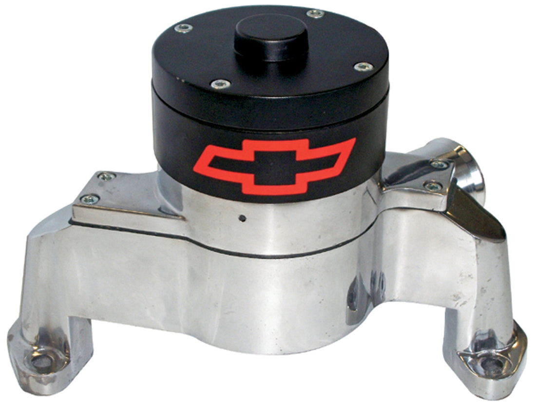 Electric Engine Water Pump Aluminum Polished with Bowtie Logo Fits SB Chevy Chevrolet Performance Parts Engine Water Pump ProForm
