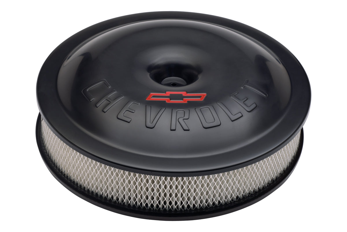 Engine Air Cleaner Kit Super-Light 14 Inch Aluminium Black Bowtie/Chevy Logo Chevrolet Performance Parts ProForm Air Cleaner Assembly ProForm