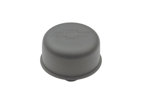 Engine Valve Cover Breather 3 Inch Diameter Bowtie Logo Push-In Style Black Crinkle Chevrolet Performance Parts Engine Crankcase Breather Cap ProForm