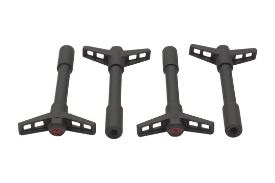 Engine Valve Cover Wing Nuts Steel Black Bowtie Logo 1/4-20 Thread 4 Pack Red Bowtie Chevrolet Performance Parts Engine Valve Cover Nut ProForm