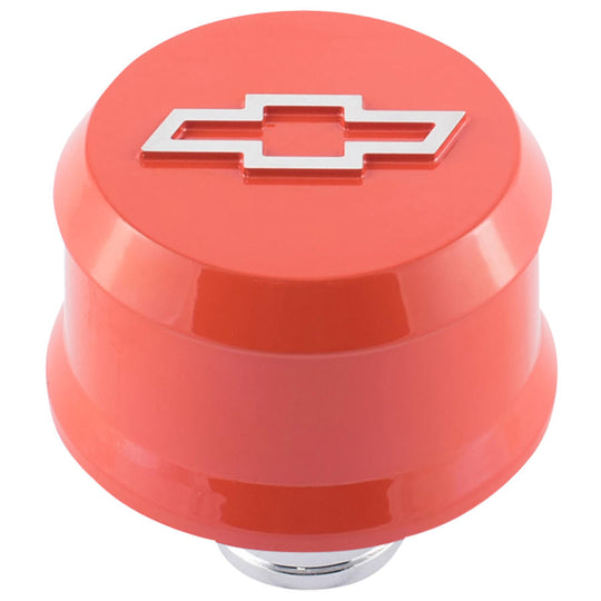 Slant-Edge Aluminum Push-In Air Breather Cap Chevy Orange Raised Machined Bowtie Emblem Proform Engine Crankcase Breather Cap ProForm   