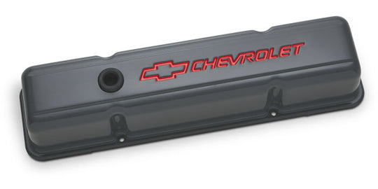 Engine Valve Covers Stamped Steel Tall Shark Gray Bowtie Logo Fits SB Chevrolet Proform Engine Valve Cover ProForm