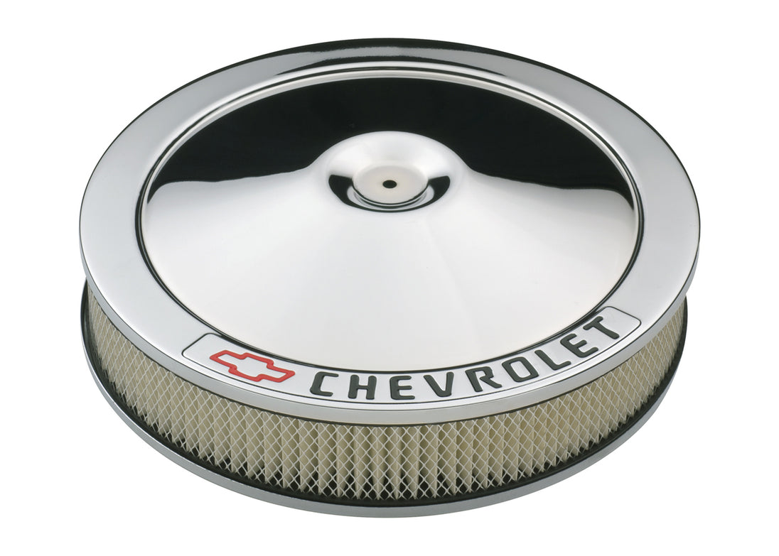 Carburetor Air Cleaner Kit 14 Inch Diameter Chevrolet Lettering Chrome Chevrolet Performance Parts Air Cleaner Assembly ProForm   