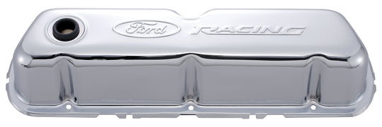 Engine Valve Covers Tall Style Steel Chrome with Ford Logo For SB Ford Embossed Ford Racing Logo Ford Racing Engine Valve Cover ProForm