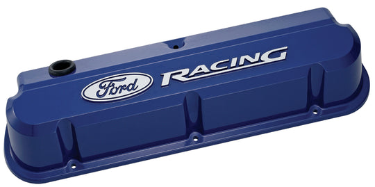 Valve Covers Slant Edge Tall Die Cast Blue with Raised Ford Logo SB Ford Raised Ford Racing Logo Ford Racing Engine Valve Cover ProForm   